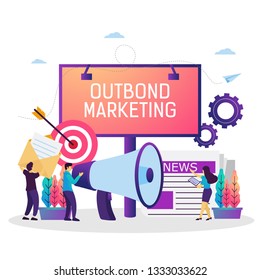 Vector illustration of Outbound marketing, Offline promotion business strategy. Suitable for web banner, ui, flyer, poster and mobile app.