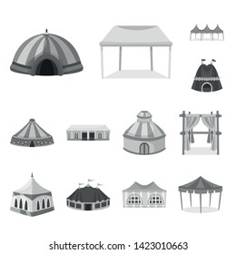 Vector illustration of outdoor and architecture sign. Set of outdoor and shelter stock vector illustration.