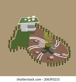Vector illustration of outdoor cafe park