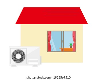Vector illustration of the outdoor unit of the air conditioner.