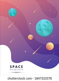 
vector illustration of outer space with comets and planets