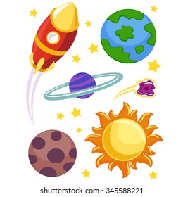 Vector Illustration of Outer Space Elements