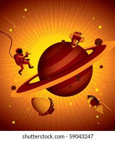 Vector Illustration of Outer Space Elements