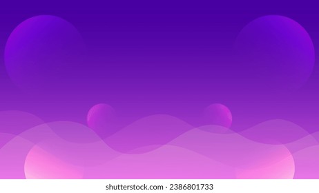 Vector Illustration Outer Space or Sky Background Purple Gradient, Clouds, Mist, Planets and Moons
