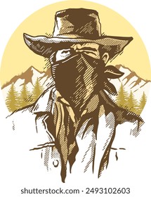 Vector Illustration an Outlaw Cowboy clipart