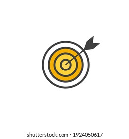vector illustration of outline archery target with arrow archer. Isolated on a white background
