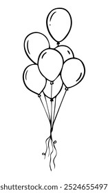 Ilustración vectorial de globos de contorno aislados sobre fondo blanco.