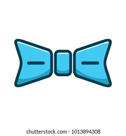 Vector illustration Outline Bow Tie Blue logo Cute in cartoon style