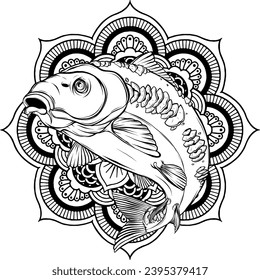 ilustración vectorial del bosquejo Pescado de carpa