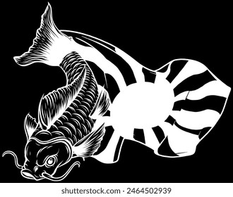 vector illustration of outline Carp fish design