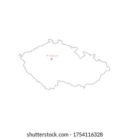 Vektorgrafik von Umriss tschechischen Karte mit Hauptstadt Prag. 