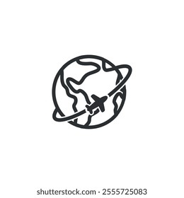 A vector illustration of an outline design of an aeroplane's round-the-world route.