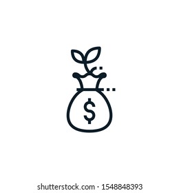 Vector illustration outline design of growth, income, revenue, increase, profit icon. Editable stroke. Outline icons suitable for web, infographics, interface and apps.
