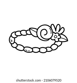 Vector illustration of  outline doodle baby headband  for children, coloring and scrap book