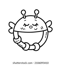 Vector illustration of  outline doodle baby nursery rattle for children, coloring and scrap book