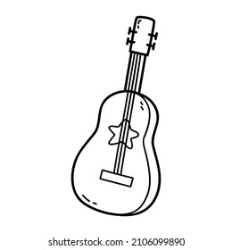 Vector illustration of  outline doodle baby gitar  for children, coloring and scrap book
