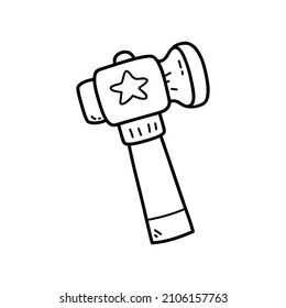 Vector illustration of  outline doodle baby hammer for children, coloring and scrap book