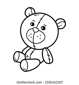 Vector illustration of  outline doodle baby bear for children, coloring and scrap book