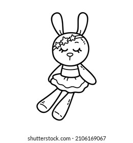 Vector illustration of  outline doodle baby bunny for children, coloring and scrap book