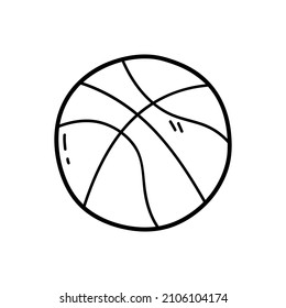 Vector illustration of  outline doodle basketball ball  for children, coloring and scrap book