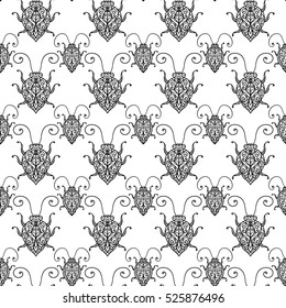 vector, illustration, outline, doodle, bug, abstraction, seamless pattern