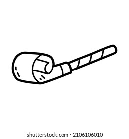 Vector illustration of  outline doodle pipe for children, coloring and scrap book
