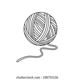 Vector illustration outline drawing or yarn ball for knitting
