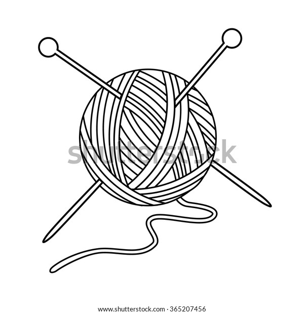Vector Illustration Outline Drawing Yarn Ball Stock Vector (Royalty ...