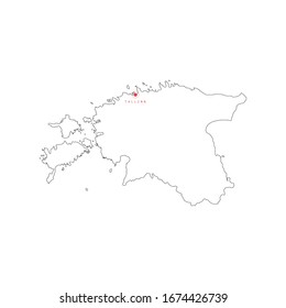 Ilustración vectorial del mapa de Estonia con la capital, Tallín. 