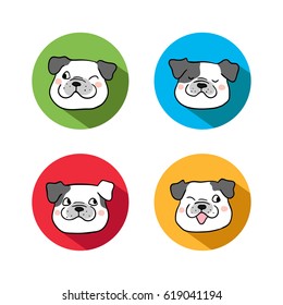 Vector illustration outline flat design of head pug.Doodle style.