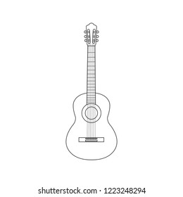 Vector Illustration Outline Guitar Vector Acoustic Stock Vector ...