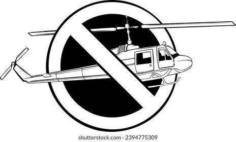vector illustration of outline Helicopter