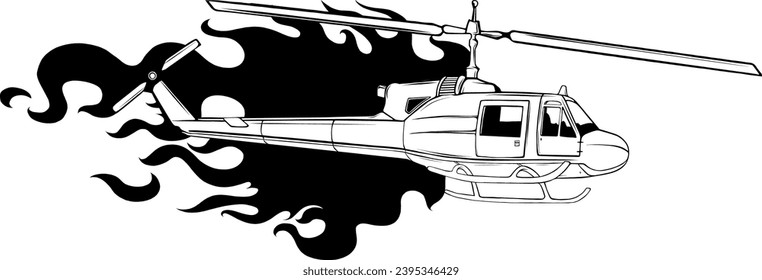 vector illustration of outline Helicopter