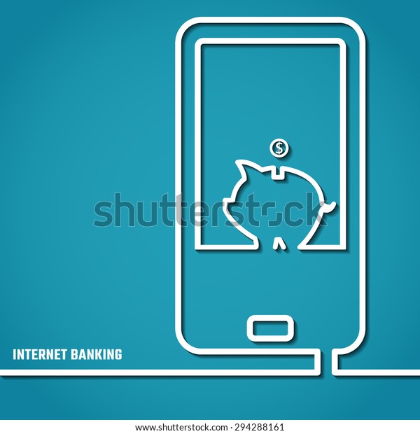 Vector Illustration Outline Internet Banking Design Stock Vector