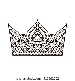 vector, illustration, outline, lace pattern, crown, coloring page, abstract, print, hand-drawing