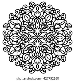vector illustration, outline, mandala,  abstract,   element for design, east, doodle, tattoo