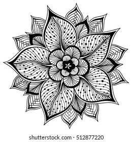Vector illustration of outline Mandala for coloring book. Hand-sketched flower