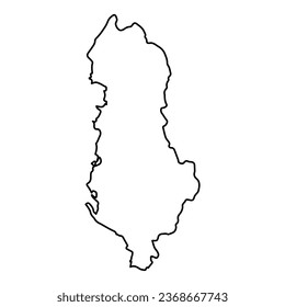 Ilustración vectorial del mapa esquemático de Albania en negro con fondo transparente (PNG).