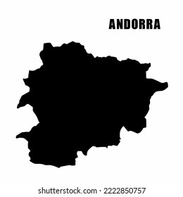 Vector illustration of outline map of Andorra. High-detail border map. Silhouette of a country map isolated on a white background. Map for infographic and geographic information.