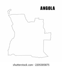 Vector illustration of outline map of Angola. High-detail border map. Silhouette of a country map isolated on a white background. Map for infographic and geographic information.