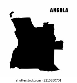 Vector illustration of outline map of Angola. High-detail border map. Silhouette of a country map isolated on a white background. Map for infographic and geographic information.