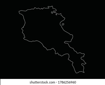 ilustración vectorial del mapa de esquema de Armenia sobre fondo negro