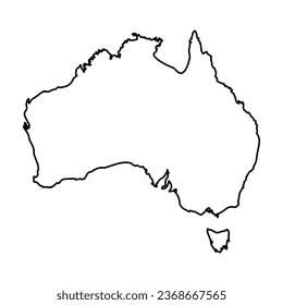 Ilustración vectorial del mapa esquemático de Australia en negro con fondo transparente (PNG).