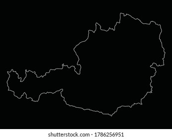 vector illustration of Outline Map of Austria on Black background