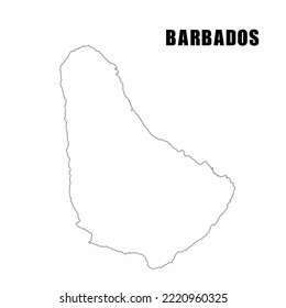 Vector illustration of outline map of Barbados. High-detail border map. Silhouette of a country map isolated on a white background. Map for infographic and geographic information.
