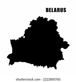 Vector illustration of outline map of Belarus. High-detail border map. Silhouette of a country map isolated on a white background. Map for infographic and geographic information.