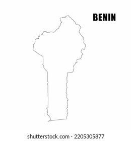 Vector illustration of outline map of Benin. High-detail border map. Silhouette of a country map isolated on a white background. Map for infographic and geographic information.