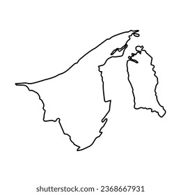 Vector Illustration of Outline Map of Brunei in black with Transparent background (PNG).