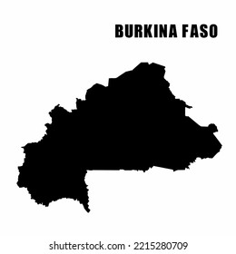 Vector illustration of outline map of Burkina Faso. High-detail border map. Silhouette of a country map isolated on a white background. Map for infographic and geographic information.