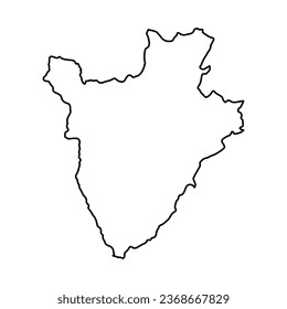 Vector Illustration of Outline Map of Burundi in black with Transparent background (PNG).